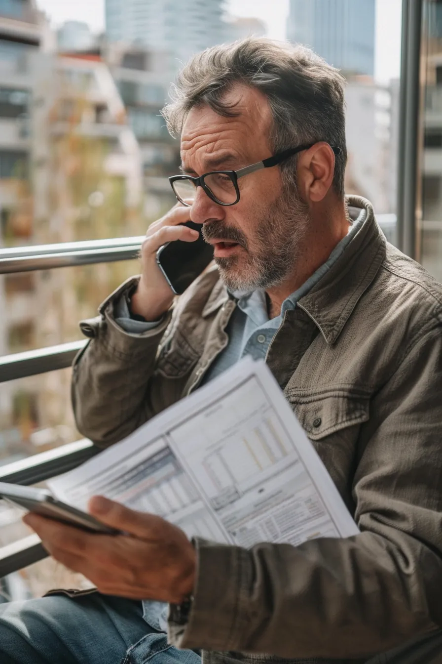 American man checking which credit score band his report places him in