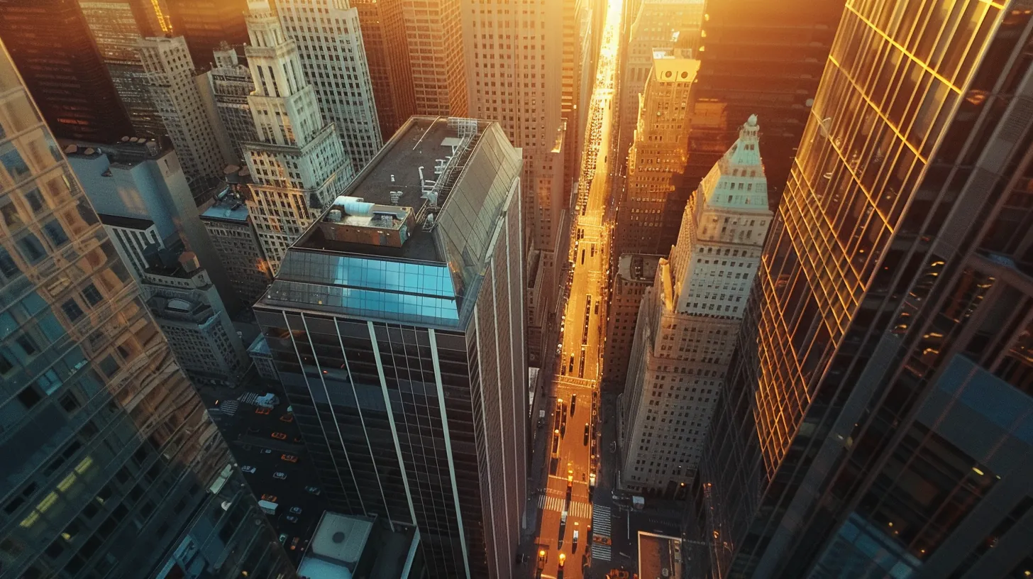 American financial district at golden hour representing personal loan rate transparency