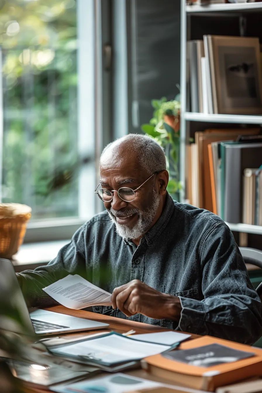 American borrower reviewing the single monthly payment that replaced several debts